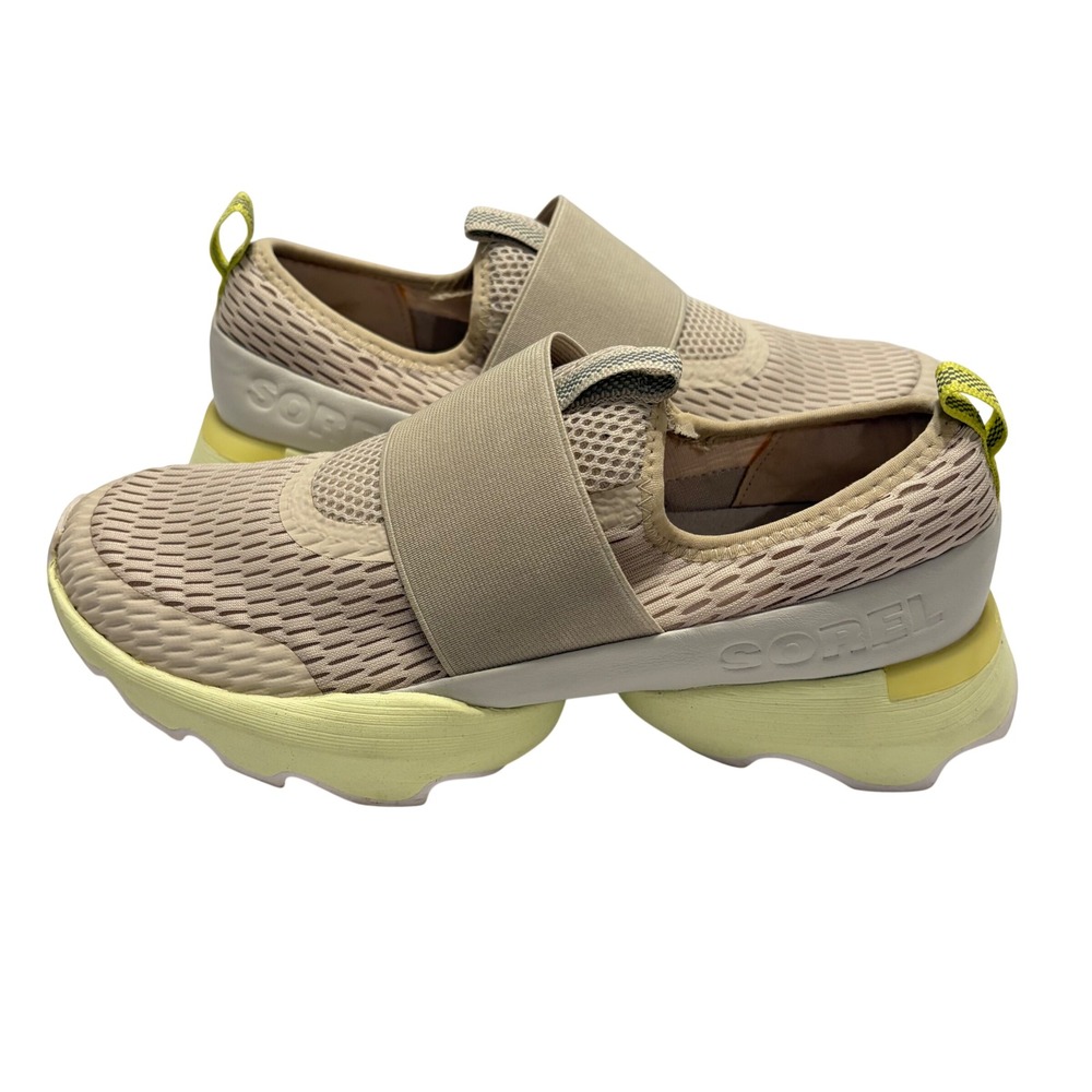 Sorel Kinetic Impact Strap Tan Lime Green Mesh Sneakers NL4698-278 Womens 9